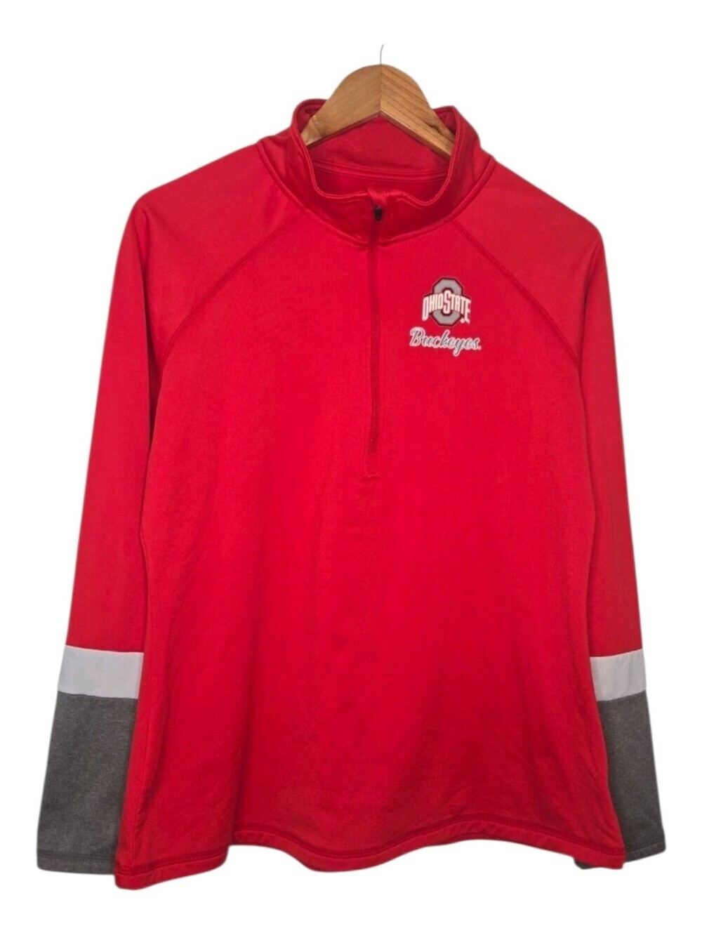 Ohio State Buckeyes Womens Colorblock Quarter Zip Lightweight Pullover Medium